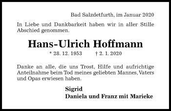 Traueranzeige von Hans-Ulrich Hoffmann von Hildesheimer Allgemeine Zeitung