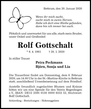 Traueranzeige von Rolf Gottschalt von Hildesheimer Allgemeine Zeitung