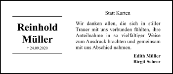 Traueranzeige von Reinhold Müller von Hildesheimer Allgemeine Zeitung