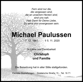 Traueranzeige von Michael Paulussen von Hildesheimer Allgemeine Zeitung