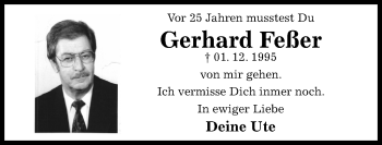 Traueranzeige von Gerhard Feßer von Hildesheimer Allgemeine Zeitung