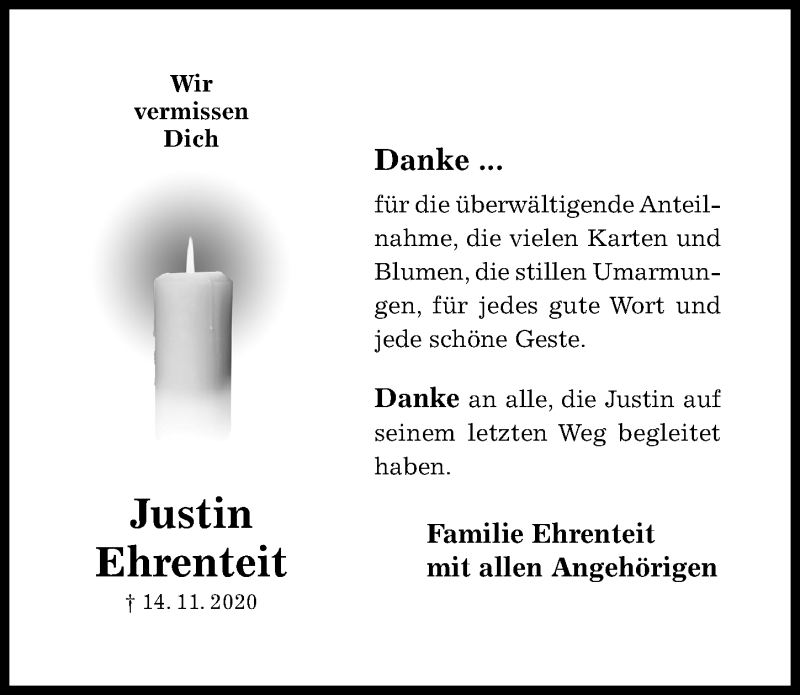  Traueranzeige für Justin Ehrenteit vom 19.12.2020 aus Hildesheimer Allgemeine Zeitung