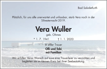 Traueranzeige von Vera Wuller von Hildesheimer Allgemeine Zeitung