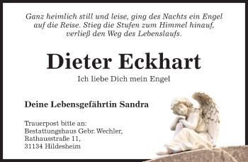 Traueranzeige von Dieter Eckhart von Hildesheimer Allgemeine Zeitung