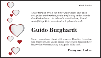 Traueranzeige von Guido Burghardt von Hildesheimer Allgemeine Zeitung