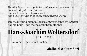 Traueranzeige von Hans-Joachim Woltersdorf von Hildesheimer Allgemeine Zeitung