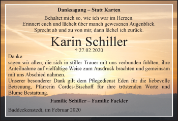 Traueranzeige von Karin Schiller von Hildesheimer Allgemeine Zeitung