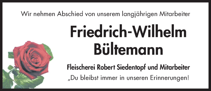  Traueranzeige für Friedrich-Wilhelm Bültemann vom 08.04.2020 aus Hildesheimer Allgemeine Zeitung