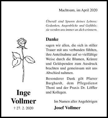 Traueranzeige von Inge Volmer von Hildesheimer Allgemeine Zeitung