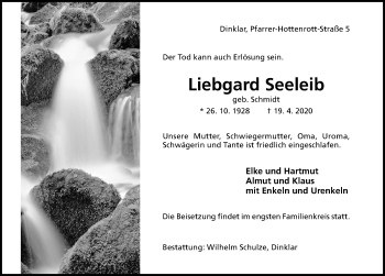 Traueranzeige von Liebgard Seeleib von Hildesheimer Allgemeine Zeitung