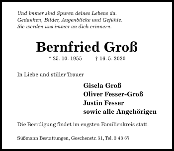 Traueranzeige von Bernfried Groß von Hildesheimer Allgemeine Zeitung