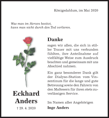 Traueranzeige von Eckhard Anders von Hildesheimer Allgemeine Zeitung