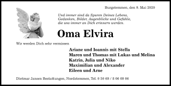 Traueranzeige von Elvira  von Hildesheimer Allgemeine Zeitung