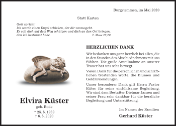 Traueranzeige von Elvira Küster von Hildesheimer Allgemeine Zeitung
