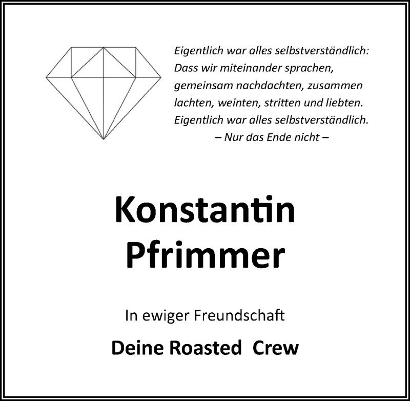  Traueranzeige für Konstantin Pfrimmer vom 23.05.2020 aus Hildesheimer Allgemeine Zeitung