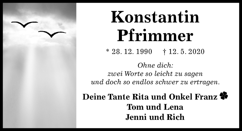  Traueranzeige für Konstantin Pfrimmer vom 23.05.2020 aus Hildesheimer Allgemeine Zeitung