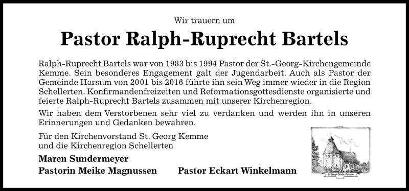  Traueranzeige für Ralph-Ruprecht Bartels vom 30.05.2020 aus Hildesheimer Allgemeine Zeitung