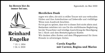 Traueranzeige von Reinhard Engelke von Hildesheimer Allgemeine Zeitung