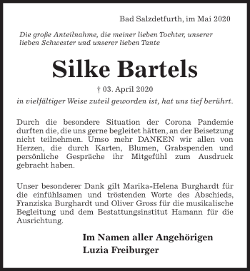 Traueranzeige von Silke Bartels von Hildesheimer Allgemeine Zeitung