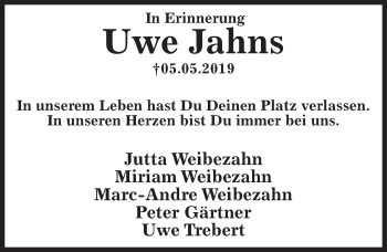 Traueranzeige von Uwe Jahns von Hildesheimer Allgemeine Zeitung
