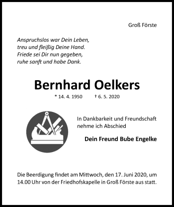 Traueranzeige von Bernhard Oelkers von Hildesheimer Allgemeine Zeitung