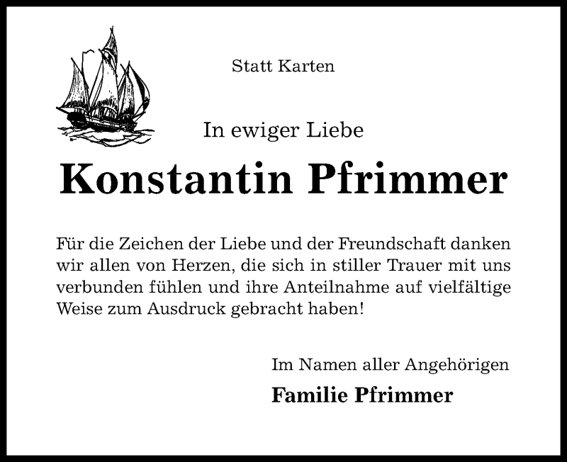  Traueranzeige für Konstantin Pfrimmer vom 13.06.2020 aus Hildesheimer Allgemeine Zeitung