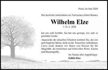 Traueranzeige von Wilhelm Elze von Hildesheimer Allgemeine Zeitung