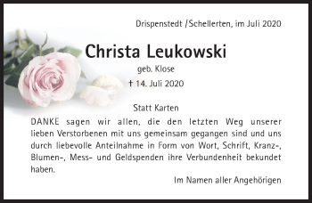 Traueranzeige von Christa Leukowski von Hildesheimer Allgemeine Zeitung