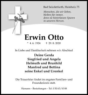 Traueranzeige von Erwin Otto von Hildesheimer Allgemeine Zeitung