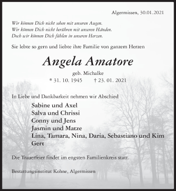 Traueranzeige von Angela Amatore von Hildesheimer Allgemeine Zeitung