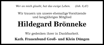 Traueranzeige von Hildegard Brönneke von Hildesheimer Allgemeine Zeitung