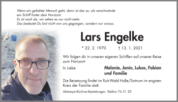 Traueranzeige von Lars Engelke von Hildesheimer Allgemeine Zeitung