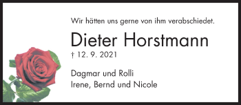 Traueranzeige von Dieter Horstmann von Hildesheimer Allgemeine Zeitung