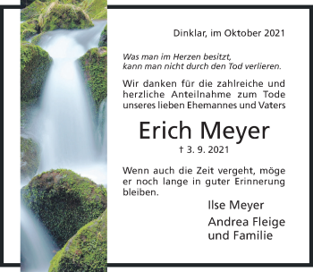 Traueranzeige von Erich Meyer von Hildesheimer Allgemeine Zeitung