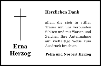Traueranzeige von Erna Herzog von Hildesheimer Allgemeine Zeitung