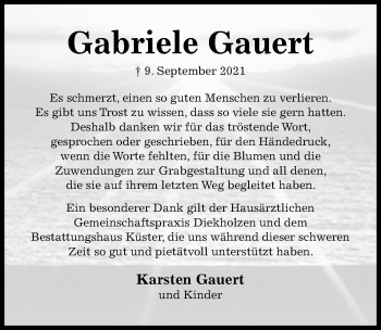 Traueranzeige von Gabriele Gauert von Hildesheimer Allgemeine Zeitung
