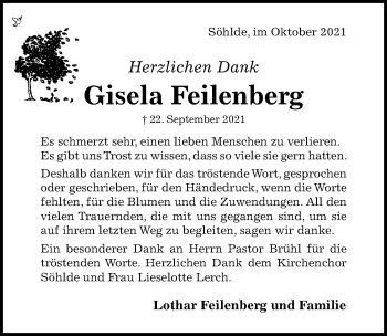 Traueranzeige von Gisela Feilenberg von Hildesheimer Allgemeine Zeitung