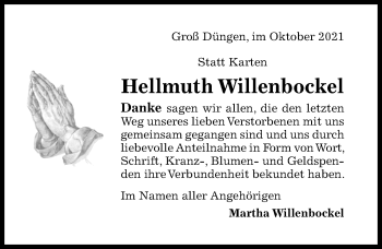 Traueranzeige von Hellmuth Willenbockel von Hildesheimer Allgemeine Zeitung