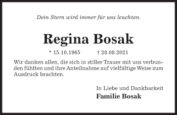 Traueranzeige von Regina Bosak von Hildesheimer Allgemeine Zeitung