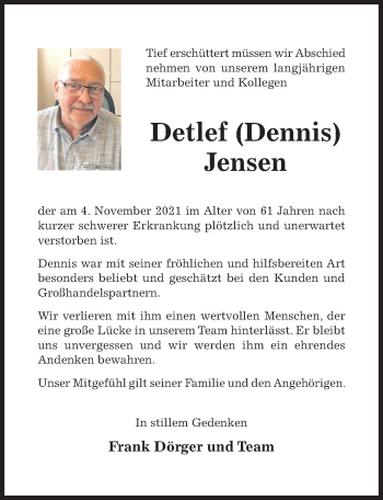 Traueranzeige von Detlef Jensen von Hildesheimer Allgemeine Zeitung