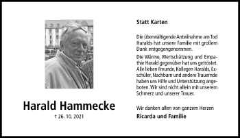 Traueranzeige von Harald Hammecke von Hildesheimer Allgemeine Zeitung