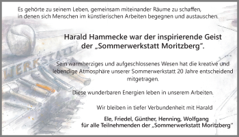 Traueranzeige von Harald Hammecke von Hildesheimer Allgemeine Zeitung