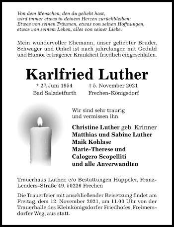 Traueranzeige von Karlfried Luther von Hildesheimer Allgemeine Zeitung