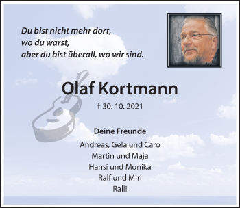Traueranzeige von Olaf Kortmann von Hildesheimer Allgemeine Zeitung
