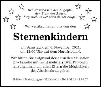 Traueranzeige von Sternenkinder  von Hildesheimer Allgemeine Zeitung