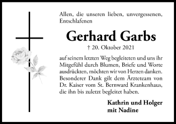 Traueranzeige von Gerhard Garbs von Hildesheimer Allgemeine Zeitung