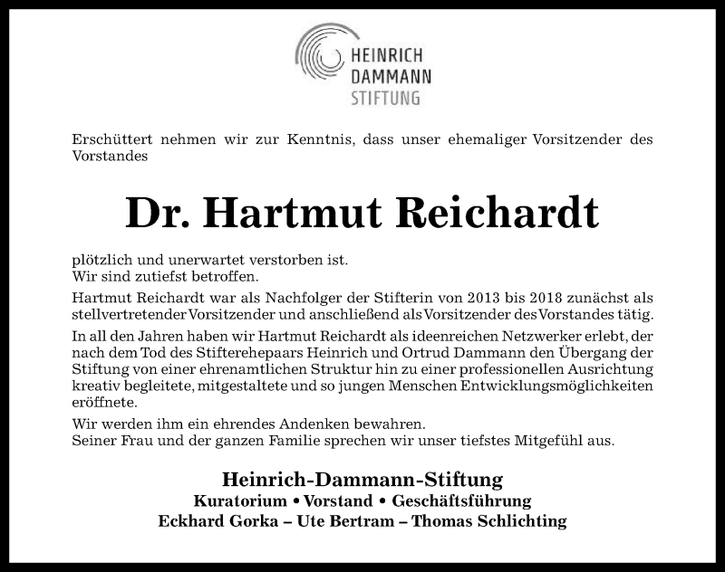  Traueranzeige für Hartmut Reichardt vom 18.12.2021 aus Hildesheimer Allgemeine Zeitung