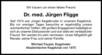 Traueranzeige von Jürgen Fligge von Hildesheimer Allgemeine Zeitung