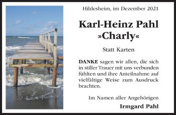 Traueranzeige von Karl-Heinz Pahl von Hildesheimer Allgemeine Zeitung