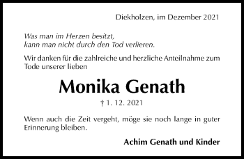 Traueranzeige von Monika Genath von Hildesheimer Allgemeine Zeitung